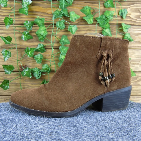 White Mountain Shoes - White Mountain Havana Women's Brown Suede Ankle Boots Tassel‎ Zip 8.5M